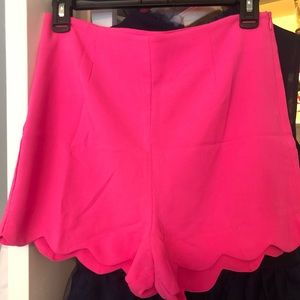 Hot Pink Scalloped High-Waist Shorts NWOT